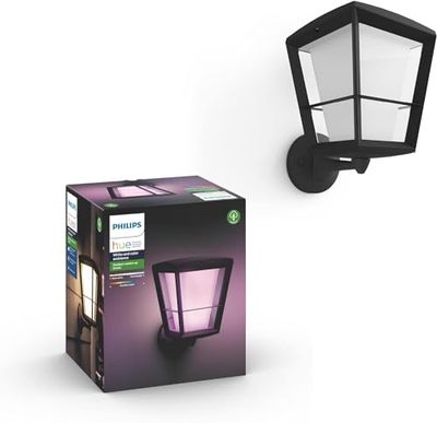 Philips Hue White and Color Ambiance Econic, Lampada Smart LED da Parete per Esterni (Up), Dimmerabile, Led Integrato, 15W, Nero