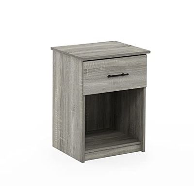 Furinno Tidur Table de Nuit avec 1 Tiroir, Chêne Français Gris