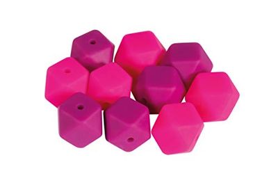 Rayher 14867264 siliconenkralen Hexagon, 14 mm ø, pink tinten, 14 mm ø