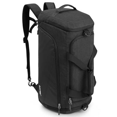 G4Free Zaino da viaggio a 3 vie, 45 l/60 l, grande borsa da palestra con scomparto umido e scomparto per scarpe per viaggi, nuoto, yoga, escursionismo, campeggio, Grigio scuro, 45L
