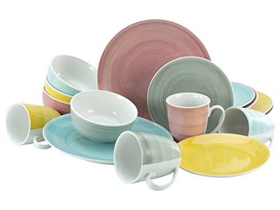 CreaTable, 23585, Serie PASTELLO, Geschirrset, Kombiservice 16 teilig, Mehrfarbig