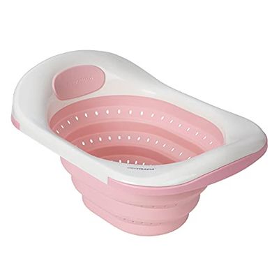 ClevaMama - ClevaBath - Bañera para Bebé Plegable ClevaBath Antideslizante y Compacta, Apta para Hogar y Viajes - Rosa, 53x38x30 cm, 0-12 Meses