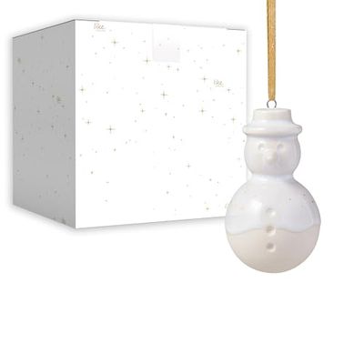 like. by Villeroy & Boch – Winter Glow snowman ornament, Premium Porcelain Christmas decoration, tree decoration, 4.5 x 4.5 x 8 cm, White/Beige