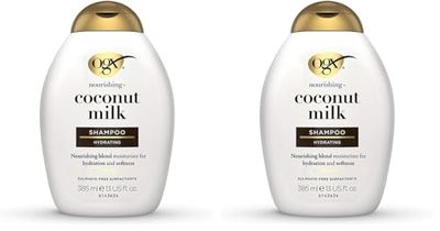 OGX - Shampoing Coconut Milk (385 ml) – Shampoing hydratant au lait de coco – Soin capillaire sans parabène et sans tensioactifs sulfatés (Lot de 2)
