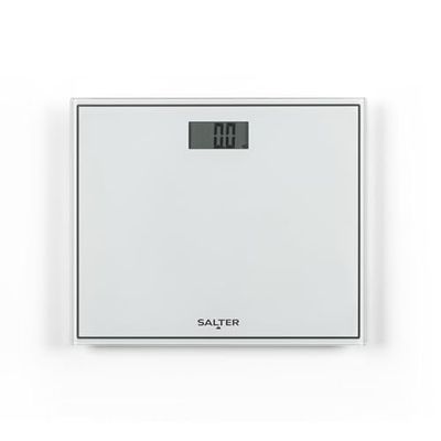 Salter 9207 WH3R Pèse Personne Électronique Compact, Écran Facile à Lire, Activation Automatique, Balance Personnelle avec Plate Forme en Verre, Capacité Max 150KG, Garantie 15 Ans, Blanc