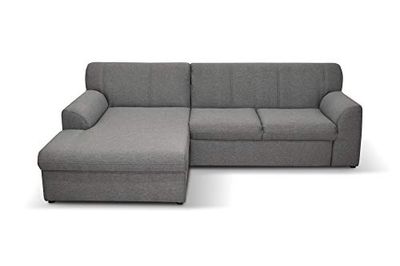 DOMO. collection Divano angolare Topper, divano a forma di L con funzione di sonno, divano moderno, piccolo angolo imbottito, divano letto, 245 x 155 x 78 cm (larghezza x profondità x altezza), grigio