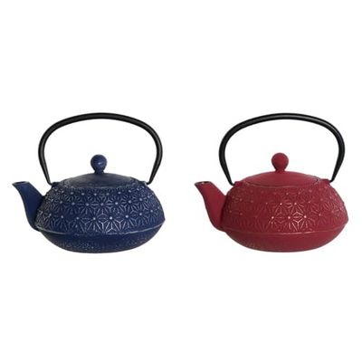 DKD Home Decor Théière bleue rouge fer 900 ml (2 unités)