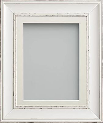 Frame Company Brooke Antique White Photo Frame, Ivory Mount, 16x12 for 12x8 inch, fitted with perspex