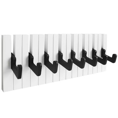 RICOO Perchero de Pared, Gancho de Ropa para Niños, WM1886-M, Diseño Elegante, Blanco y Negro, Perfecto para Cualquier Habitación, 39x15x2cm