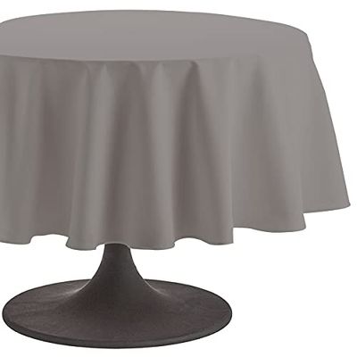 Coucke Nappe ronde unie, Coton, Galet, 180x180 cm