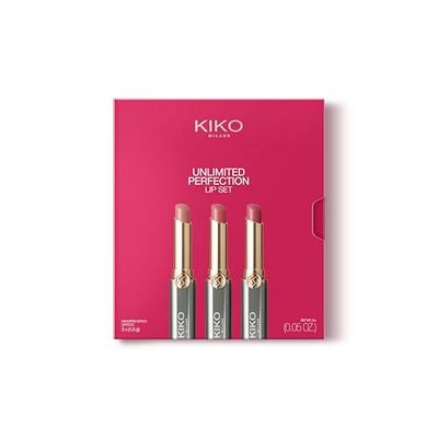 KIKO Milano Unlimited Perfection Lip Set 01, Kit Di 3 Rossetti Cremosi A Lunga Durata E No Transfer