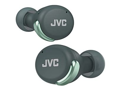 JVC HA-Z330T-G – kompakta äkta trådlösa hörlurar, aktiv brusreducering, låg vikt, snygg design, BT 5.2, vattentät (IPX4), 21 timmars speltid, låg latens-läge för spel, (grön)