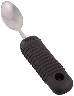 Sammons Preston Sure Grip Teaspoon, Stainless Steel Spoon with Thick Rubber Handle, Comfortable and Easy to Hold Silverware with Grips for Weak Grasp, 7" Long Utensil with Good Grips