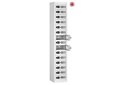 15 Vision Panel Door Tablet Charging Locker, White, Combination Lock