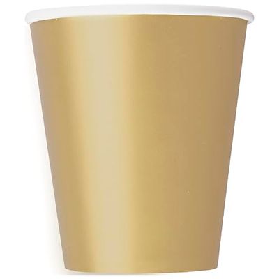 Unique 33246EU - Plasticvrije Paperien Bekers - 266 ml - Goud Kleur - 14 Stuks (Pak van 1)