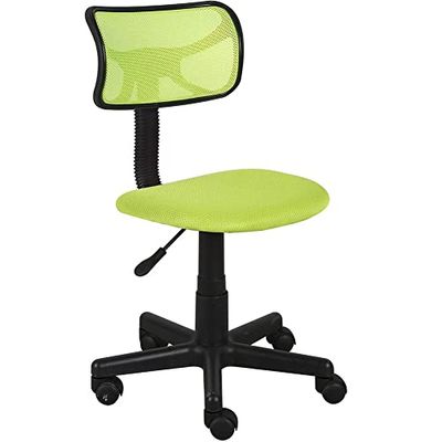 BAKAJI Draaibaar bureau, in hoogte verstelbaar, stoel met wielen, kantoor, kinderkamer, ergonomische rugleuning van ademend net, gevoerde zitting (groen)