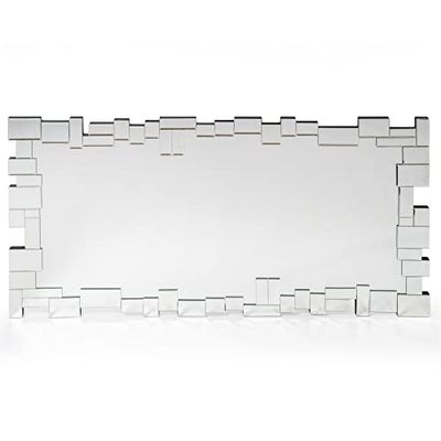 Norbe | Ester | Specchio Decorativo (140 x 70 cm)| Moderna Specchiera da Parete | Specchio Rettangolare | Specchio Bagno | Specchio per Soggiorno| Specchio Orizzontale e Verticale, Specchio Argento