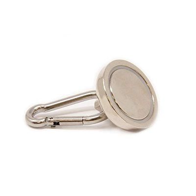 Neodymium Pot Magnet with Carabiner for Holding Signage, Tools and Ropes - 32mm Dia - Pack of 40