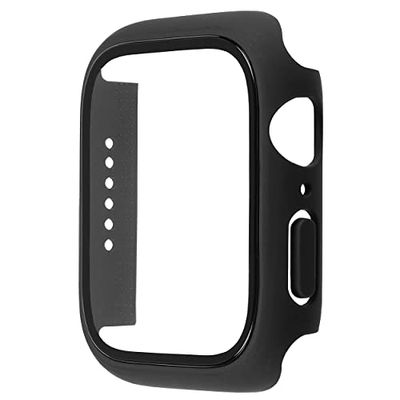 mumbi Custodia protettiva con vetro temperato compatibile con Apple Watch Series 4/5, 44 mm, colore: nero