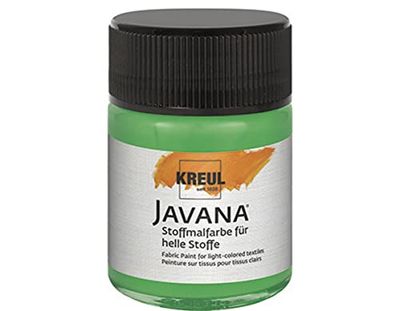 Kreul 91908-Vernice Javana per Tessuti Leggeri, Barattolo Verde Brillante, Vernice Liscia a Base d'Acqua con Carattere cremoso, penetra in profondità nelle Fibre, Colore Brilliant Green, 50 ml, 91908