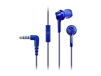 Panasonic RP-TCM115 Auricolari In-Ear Ergonomici, Driver da 9 mm, Bassi Potenti, Microfono in Linea, Compatibili con Smartphone, Cavo da 1,2 m, Blu