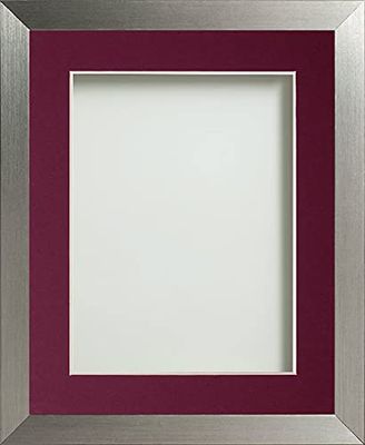 Frame Company Simpson Range Silver 16x12 inch Frame With Plum Mount for 14x10 inch *Choice of Sizes* Fitted with Real Glass