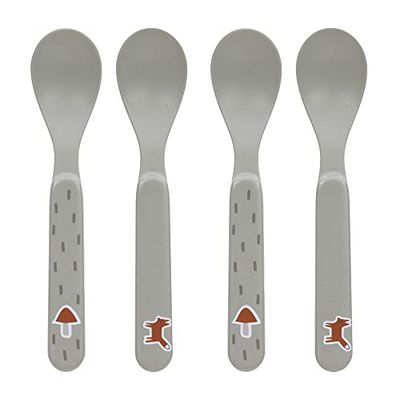 LÄSSIG Children's Spoon Set (4 Pieces) Children's Cutlery Without Melamine, BPA-Free, for Dishwasher and Microwave/Spoon Set Little Forest Fox