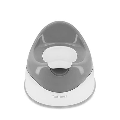 Twistshake Pot pour bébé antidérapant | Léger - Portable - Facile à nettoyer | siège de toilette bébé | Pot d'entraînement pour enfants | Conception ergonomique | Loo pour les nourrissons | Blanc Gris