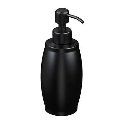 Relaxdays Distributeur de Savon, Rechargeable, Acier Inoxydable, 350 ML, pour la Salle de Bain et la Cuisine, Noir