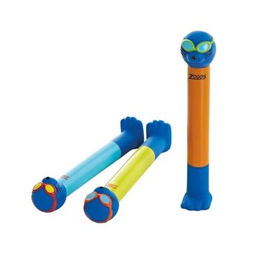 Zoggs Bâtonnets de plongée Zoggy Jouet Flottant Mixte Enfant, Bleu/Citron Vert/Orange, 3 Pack