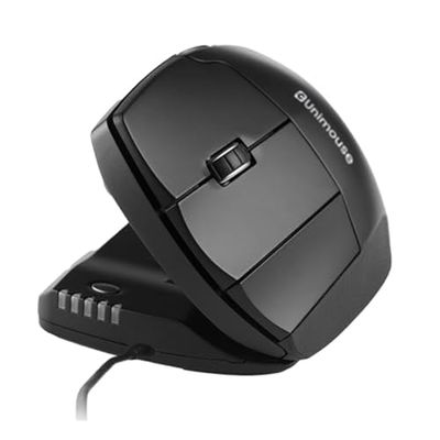 Contour Mouse verticale ergonomico Unimouse per mano sinistra - Angolo regolabile da 35° a 70°, appoggio per il pollice personalizzabile, cablato, comfort e sollievo dal dolore per tutto il giorno
