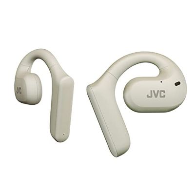 JVC Auriculares Inalámbricos Deportivos - 27h de Batería, Sonido Abierto, Resistentes al Agua IPX4, Doble Micro, para Correr - HA-NP35T-W, Blanco