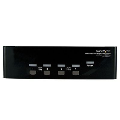 StarTech.com SV431DDVDUA - Conmutador Switch KVM (4 Ordenadores, 2 monitores, Dual DVI y VGA, 1920 x 1440, DVI-I HD 15, USB A, Mini-Jack 3.5 mm)