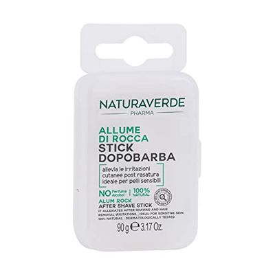 Naturaverde Pharma Aftershave Stick for Men, After Shave Stick, Alum di Rocca, Stick Alum, for Sensitive Skin, 100% Natural, 90 g