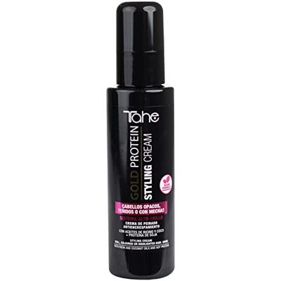 Tahe Gold Protein Crema da Acconciatura Anti-Frisottis per Capelli Colorati, 100 ml