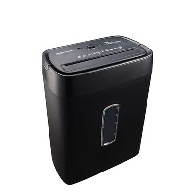 Amazon Basics Broyeur de papier/cartes de crédit à découpe croisée Capacité 12 feuilles (Nouveau modèle), Noir