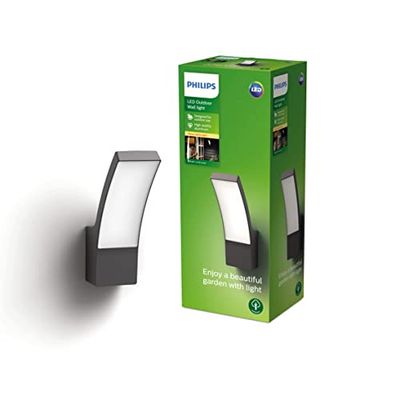 Applique murale d'extérieur PHILIPS LED Splay 12W [Blanc chaud - Gris anthracite] Résistante à l'eau IP44, pour éclairage de jardin, patio et terrasse