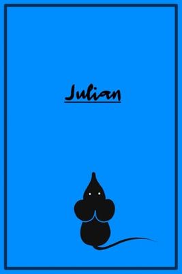 Julian: Blaues Notizbuch mit Mäusemotiv | A5 | kariert | 120 Seiten | Softcover