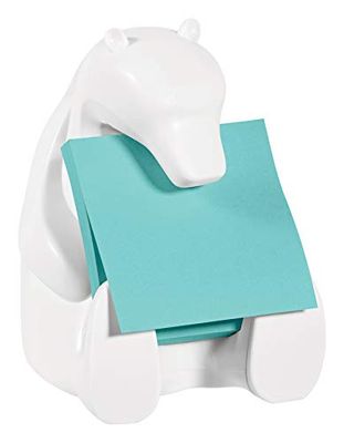 Post-it Dévidoir, Forme Ours avec 2 Blocs de Post-it Z-Notes de 45 Feuilles par Bloc, 76 mm x 76 mm, Couleur Turquoise - Utilisation Facile d'une Seule Main