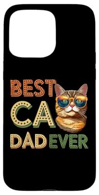 Best Cat Dad Ever: Retro Cool Cat Graphic Custodia per iPhone 15 Pro Max
