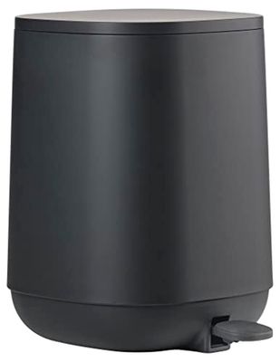 ZONE DENMARK Time Poubelle de salle de bain, Petite poubelle cosmétique, Poubelle avec couvercle, diam. 20,8 cm, hauteur 27,5 cm, capacité 3 litres, noir