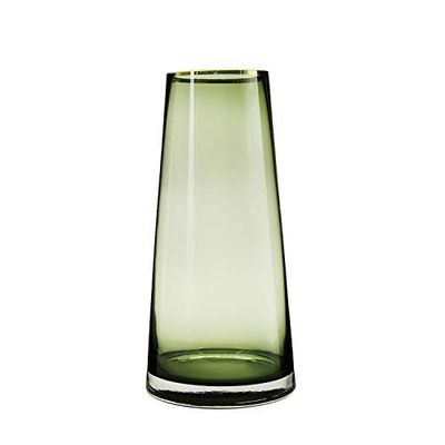 FUNSOBA Vase de Fleurs en Verre Vert avec Ouverture dorée pour centres de Table, décoration de Maison, Mariage (1, Grand)