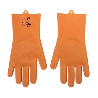 Vigar - Gants de décapage pour Animaux - Collection Pets Club - 16 x 1,5 x 31,5 cm - Idéal pour Chiens, Chats et Lapins à Poils Longs ou Courts - Orange