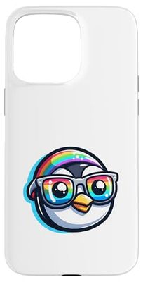 Awesome Rainbow Sunglasses Cute Penguin Case for iPhone 15 Pro Max