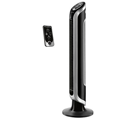 Rowenta Eole Infinite, ventilador de torre potente, temporizador de até 8 horas, 3 velocidades, controlo remoto, desligamento automático, moderno, baixo consumo energético, sem pás, preto VU6670