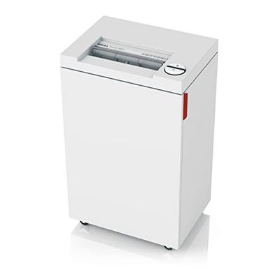 IDEAL 2445 dokumentförstörare, säkerhetsnivå P-2, randsnitt 4 mm, 18 ark kapacitet, 35 l avfallsbehållare, förstör också kontors-/häftklamrar och kreditkort