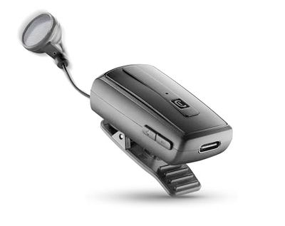 cellularline - BTCLIPARDP - Auricolare Bluetooth Riavvolgibile con Clip - Durata Batteria 7h - Ricarica 1,5h - Connessione a 2 Cellulari