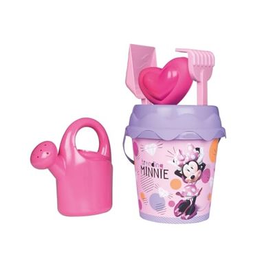 Smoby - Minnie - Annaffiatoio con secchio pieno - Setaccio, rastrello, paletta, stampo per sabbia - Dai 18 mesi - Prodotto in Francia