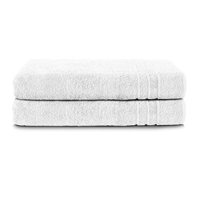 Komfortec 2 Serviettes de Sauna 70x200 & 80x200 (Blanc, 70x200 cm)