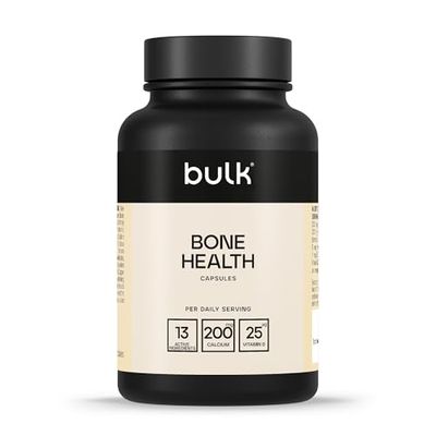 Bulk Bone Health Supplement Capsules, Calcium, Vitamin K, Vitamin D, Pack of 90, 30 Servings, Packaging May Vary